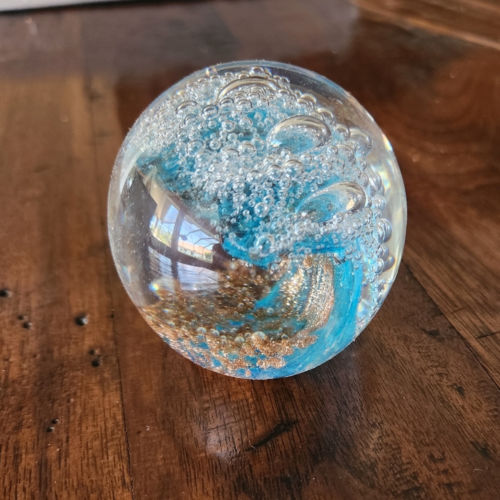 Glass Wave Paperweight